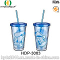 16oz Großhandel Plastic Tumbler mit Stroh und Deckel (HDP-3003)